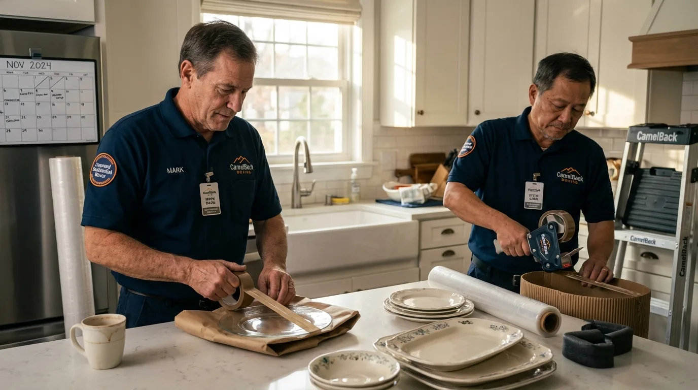 Professional crew packing kitchen dishware in Point Pleasant, WV